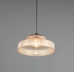 Immagine di Lampada A Sospensione Vetro Rigato Ambra 35cm Abella Trio