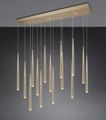 Immagine di Lampadario Led Pendenti Cono Oro Dimmerabile Cala Trio