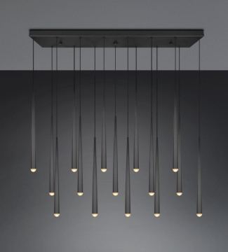 Immagine di Lampadario A Cascata Nero Per Tavolo Led Dimmerabile Cala Trio