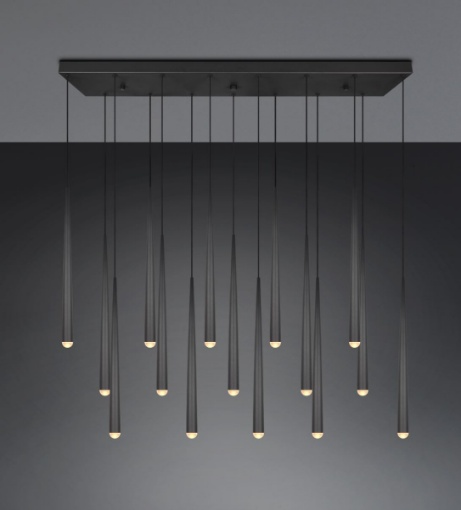 Immagine di Lampadario A Cascata Nero Per Tavolo Led Dimmerabile Cala Trio