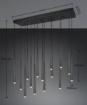 Immagine di Lampadario A Cascata Nero Per Tavolo Led Dimmerabile Cala Trio
