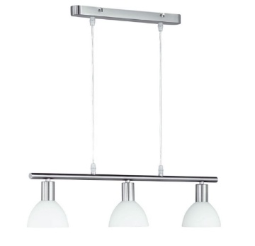 Immagine di Sospensione Moderna 3 Luci In Linea Vetri Bianchi Dallas Nichel Trio