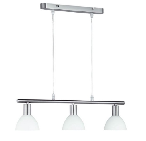 Immagine di Sospensione Moderna 3 Luci In Linea Vetri Bianchi Dallas Nichel Trio
