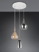 Immagine di Lampadario Rotondo Con Pendenti Vetro Ambra Cromo Aldea Trio