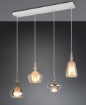 Immagine di Lampadario Aldea 4 Luci In Linea Vetri Cromo Ambra Trio