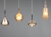 Immagine di Lampadario Aldea 4 Luci In Linea Vetri Cromo Ambra Trio