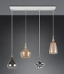Immagine di Lampadario Aldea 4 Luci In Linea Vetri Cromo Ambra Trio
