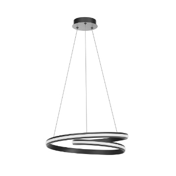 Immagine di Lampadario Nero Design Curvo Torsion Led Dimmer 40w CCT Redo