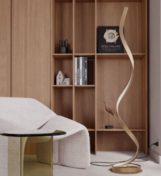 Immagine di Piantana Fiamma Oro 150cm Led 24w Luce Regolabile Torsion Redo