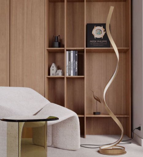 Immagine di Piantana Fiamma Oro 150cm Led 24w Luce Regolabile Torsion Redo