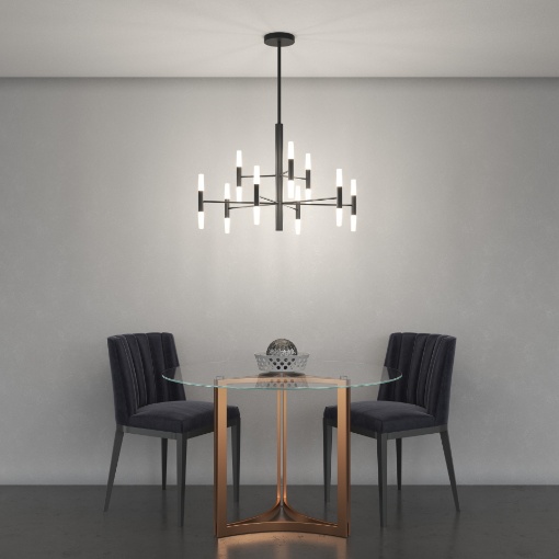 Immagine di Lampadario Moderno Nero 9 Bracci Per Sala Da Pranzo Space Top Light