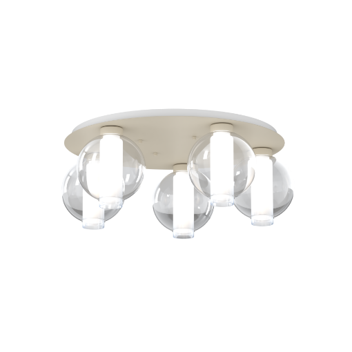 Immagine di Plafoniera Tonda Sabbia 5 Sfere Vetro Colorate V Line Top Light