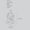 Immagine di Lampadario Decentrato 5 Sfere Vetro Fumé V Line Top Light