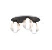 Immagine di Plafoniera V Line Nera Rotonda Tre Sfere Vetro Soffiato Top Light