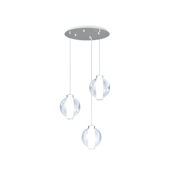 Immagine di Sospensione Cromo Moderna Con Sfere Vetro Soffiato Wax Top Light