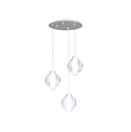 Immagine di Sospensione Cromo Moderna Con Sfere Vetro Soffiato Wax Top Light