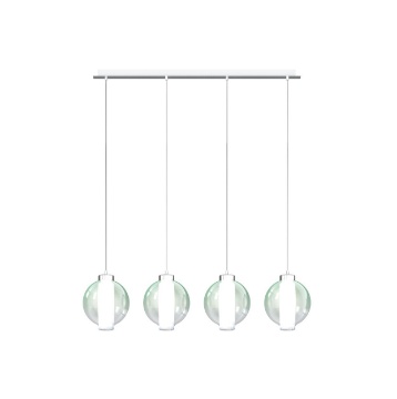 Immagine di Lampadario Moderno Cromo Con Sfere Pendenti Vetro Wax Top Light