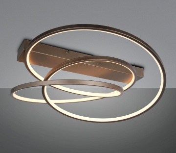 Immagine di Plafoniera Design Curvo Darvin Bronzo Led Dimmer 34w CCT Trio