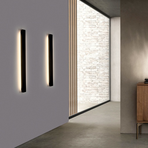 Immagine di Lampada Applique Rettangolo Nero Fosca Doppia Emissione Led 18w CCT L60 cm ACB 