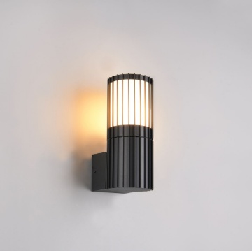 Immagine di Applique Per Esterni IP54 Cilindro Rigato Antracite Volga Trio 1xE27