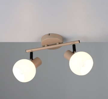 Immagine di Lampada Soffitto Boba Beige Con Due Faretti Vetro Direzionabili Trio