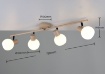 Immagine di Plafoniera Beige Aste Orientabili Con Faretti Vetro Bianco Boba Trio