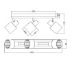 Immagine di Lampada Soffitto Barra Legno Con Tre Faretti Orientabili Vetro Fume Travia Trio