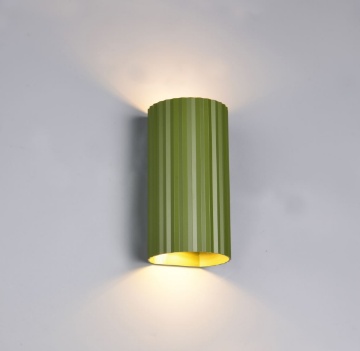 Immagine di Applique Rigata Soka Cilindro Verde Luce Sopra Sotto 2xGU10 Trio