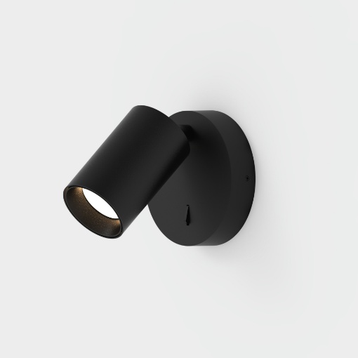 Immagine di Applique Faretto Nero Orientabile Da Parete con Switch Gina ACB