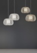 Immagine di Lampada a Sospensione Design Bombato Tessuto Bianco Mirta 38 cm ACB