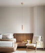 Immagine di Lampada Pendente Per Comodino Cilindro Oro Vetro Ambra Poule Perenz
