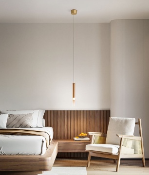 Immagine di Lampada Pendente Per Comodino Cilindro Oro Vetro Ambra Poule Perenz