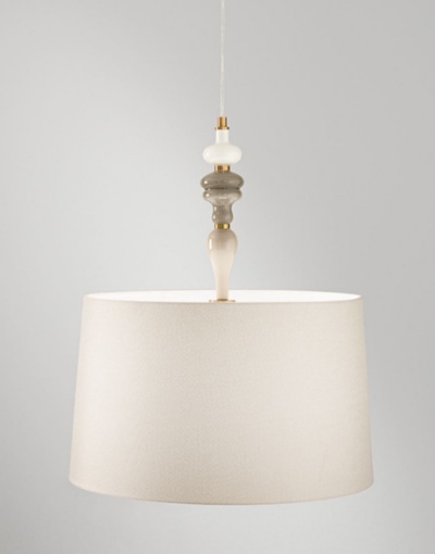 Immagine di Lampadario a Sospensione Ottone Con Paralume Avana 50 cm Abaco Perenz