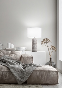 Immagine di Lume da Tavolo Tribale Ceramica Grigio Cemento Perenz