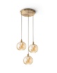 Immagine di Lampadario Rotondo Ottone Tre Sfere Pendenti Ambra Sphere Perenz