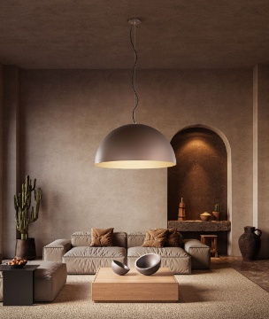 Immagine di Lampadario Parabola Marrone Cupola 80 cm Steel Perenz