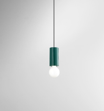 Immagine di Lampada a Sospensione Cilindro Verde Ceramica E27 Idea Perenz