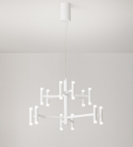 Immagine di Lampadario Per Soggiorno Bianco Candles Led 68w 3000k Dimmerabile Perenz