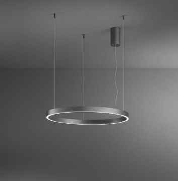 Immagine di Lampadario Decentrato Etere Anello Grigio 100 cm Led 3000k Dimmerabile Perenz