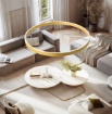 Immagine di Lampadario Ad Anello Oro 100 Cm Etere Led 3000k Dimmerabile Perenz