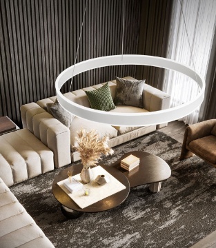 Immagine di Sospensione Anello Bianco 60 cm Led Biemissione CCT Kirko Perenz