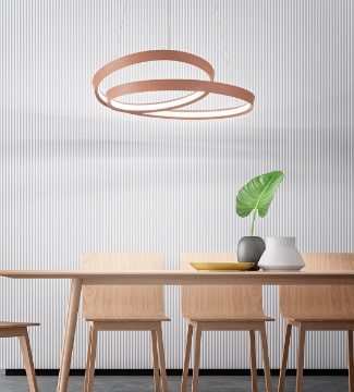 Immagine di Lampadario Ritmo Design Curvo Cannella Led 55w CCT Dimmerabile Perenz