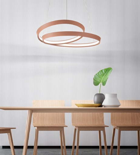 Immagine di Lampadario Ritmo Design Curvo Cannella Led 55w CCT Dimmerabile Perenz