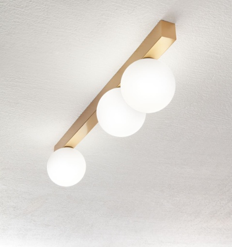 Immagine di Lampada Lineare da Soffitto Con Sfere Vetro Bianco Snooky Perenz