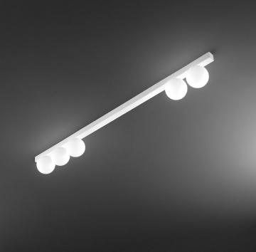 Immagine di Lampada Da Soffitto Binario 120 cm Con Sfere Vetro Bianco Snooky Perenz