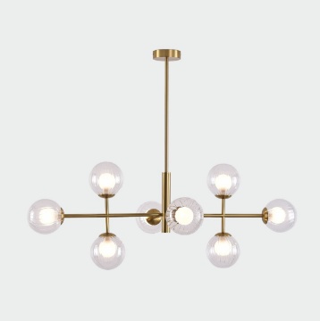 Immagine di Lampadario Doris Oro Con Sfere Vetro Trasparente 8 Luci ACB