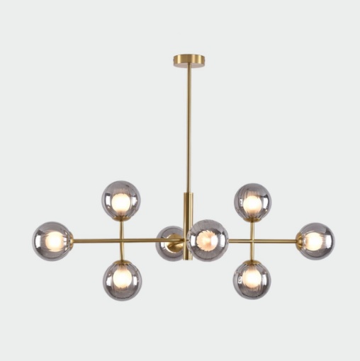 Immagine di Lampadario Oro Con Sfere Vetro Fume 8 Luci Doris ACB