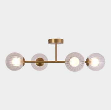 Immagine di Lampada A Soffitto Oro 4 Sfere Vetro Trasparente Doris ACB