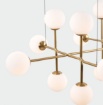Immagine di Grande Lampadario Per Salone Doris Oro 20 Sfere Vetro Bianco ACB
