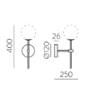 Immagine di Applique Design Sfera Grigio Fume Doris Nero IP44 ACB
